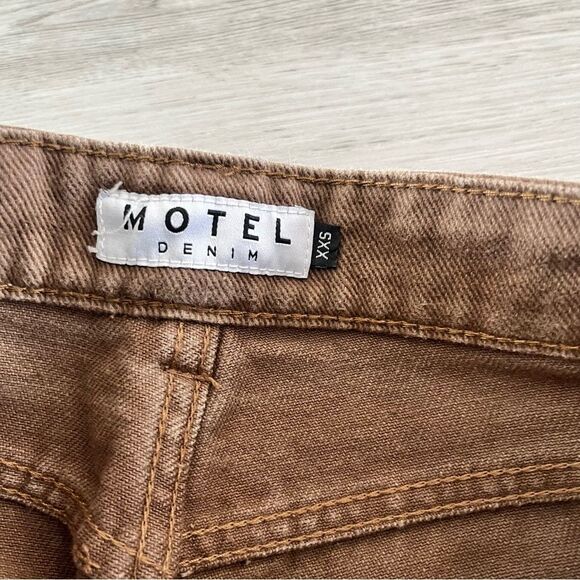 Motel Rocks Denim Parallel Jeans Rich Brown Size XXS - Picture 10 of 12